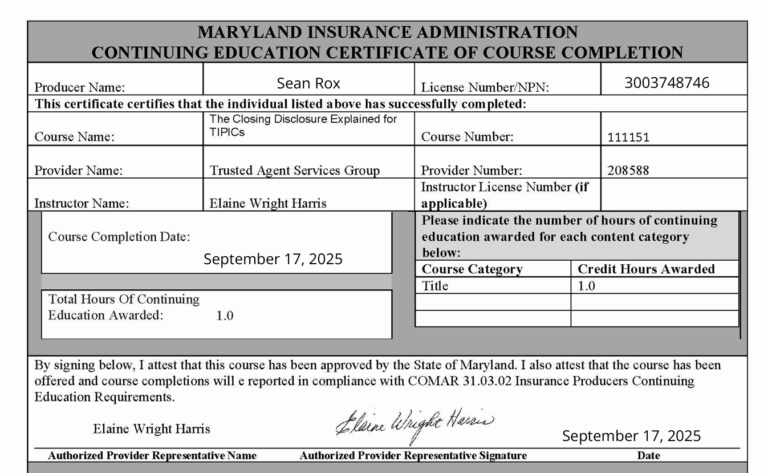 Closing Disclosure Course Completion